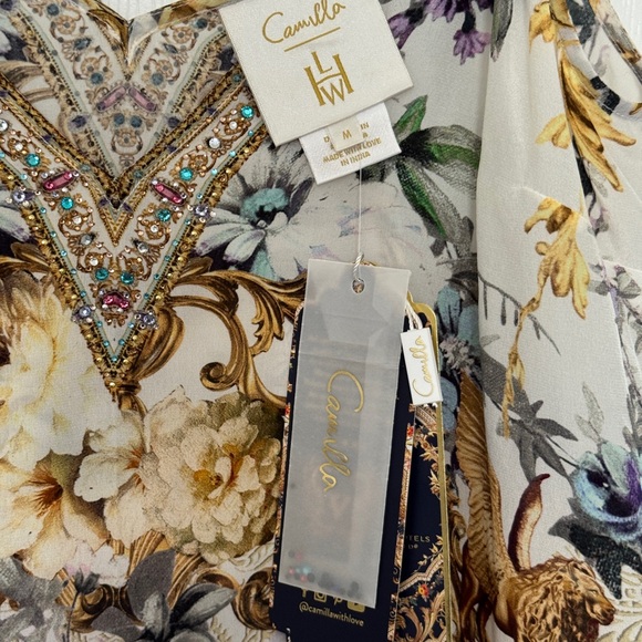 Camilla Baroque Floral Camisole - Cream and Gold - Picture 2 of 5